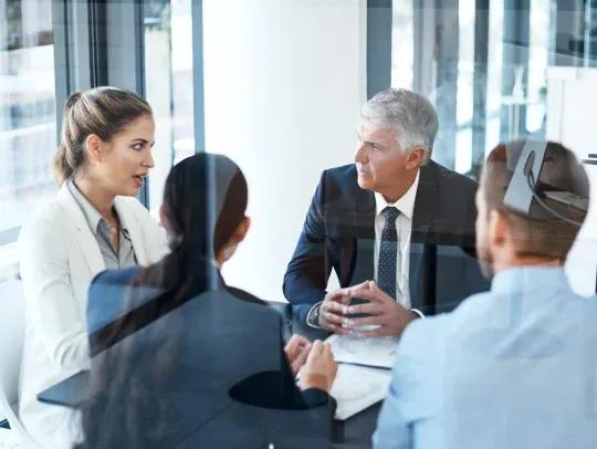 group discussing in office