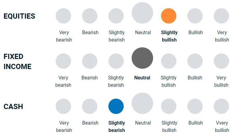 diagram illustrating how bullish or bearish the team is on the different asset classes