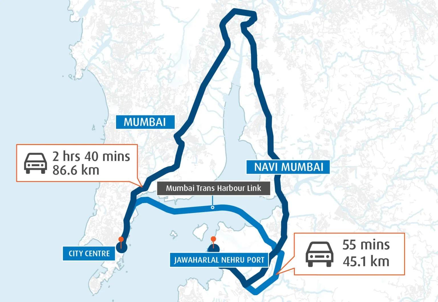 map that shows expedited travel times with the new bridge